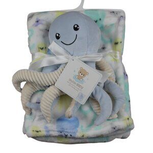 Stylish Baby Octopus Plush Toy Blanket Set Infant Boys Blue Ocean Fleece NWT
